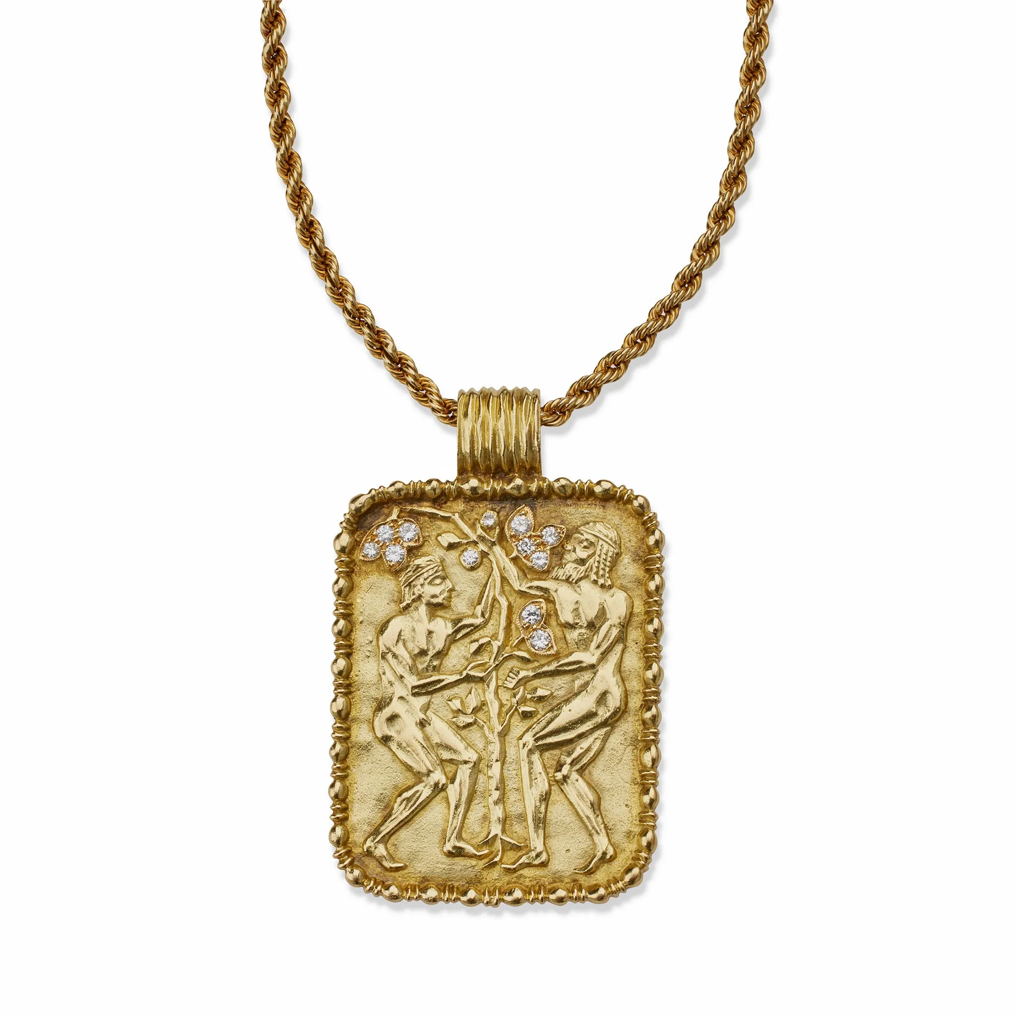 Fred Paris 18K Gold and Diamond Gemini Pendant Necklace