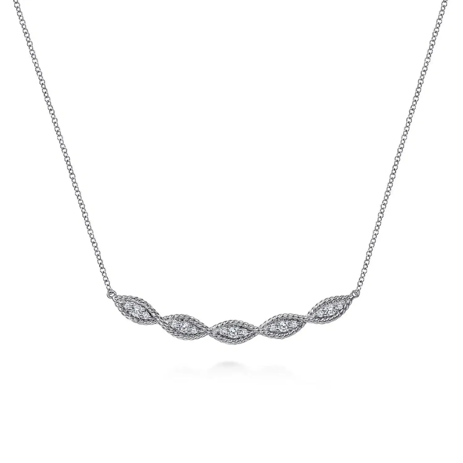 Gabriel & Co. Twisted Curved Diamond Bar Necklace