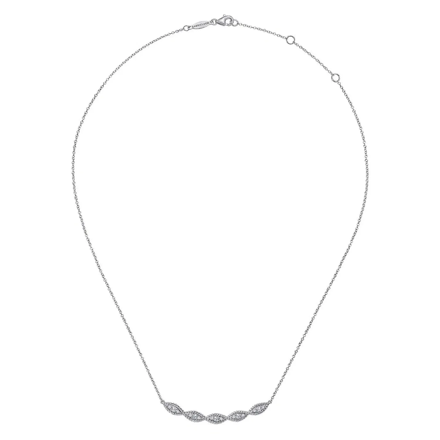 Gabriel & Co. Twisted Curved Diamond Bar Necklace