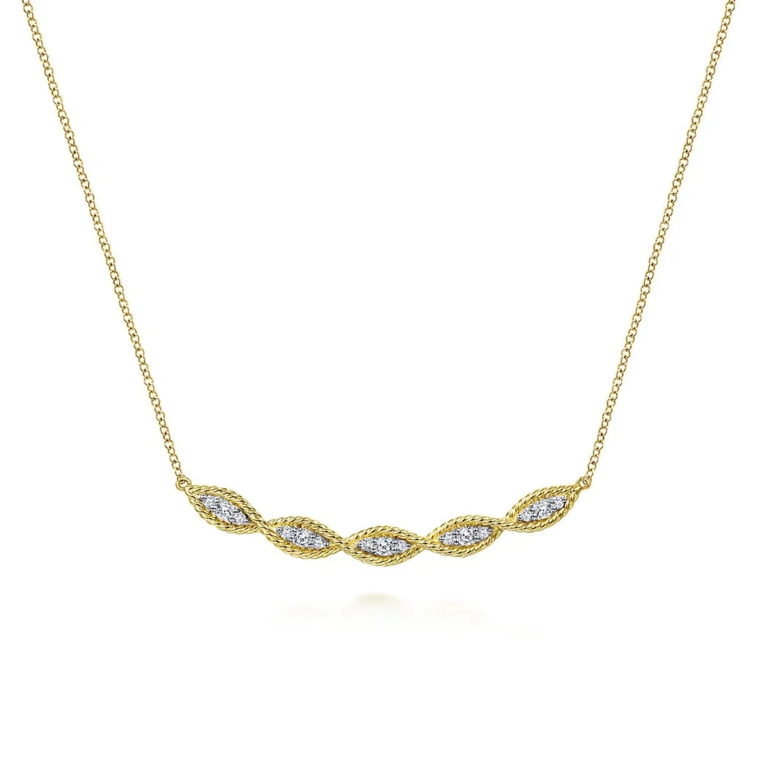 Gabriel & Co. Twisted Curved Diamond Bar Necklace