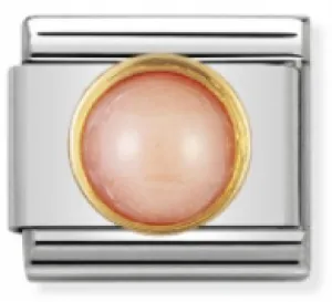 Gemstones - Round Pink Coral Gold Charm