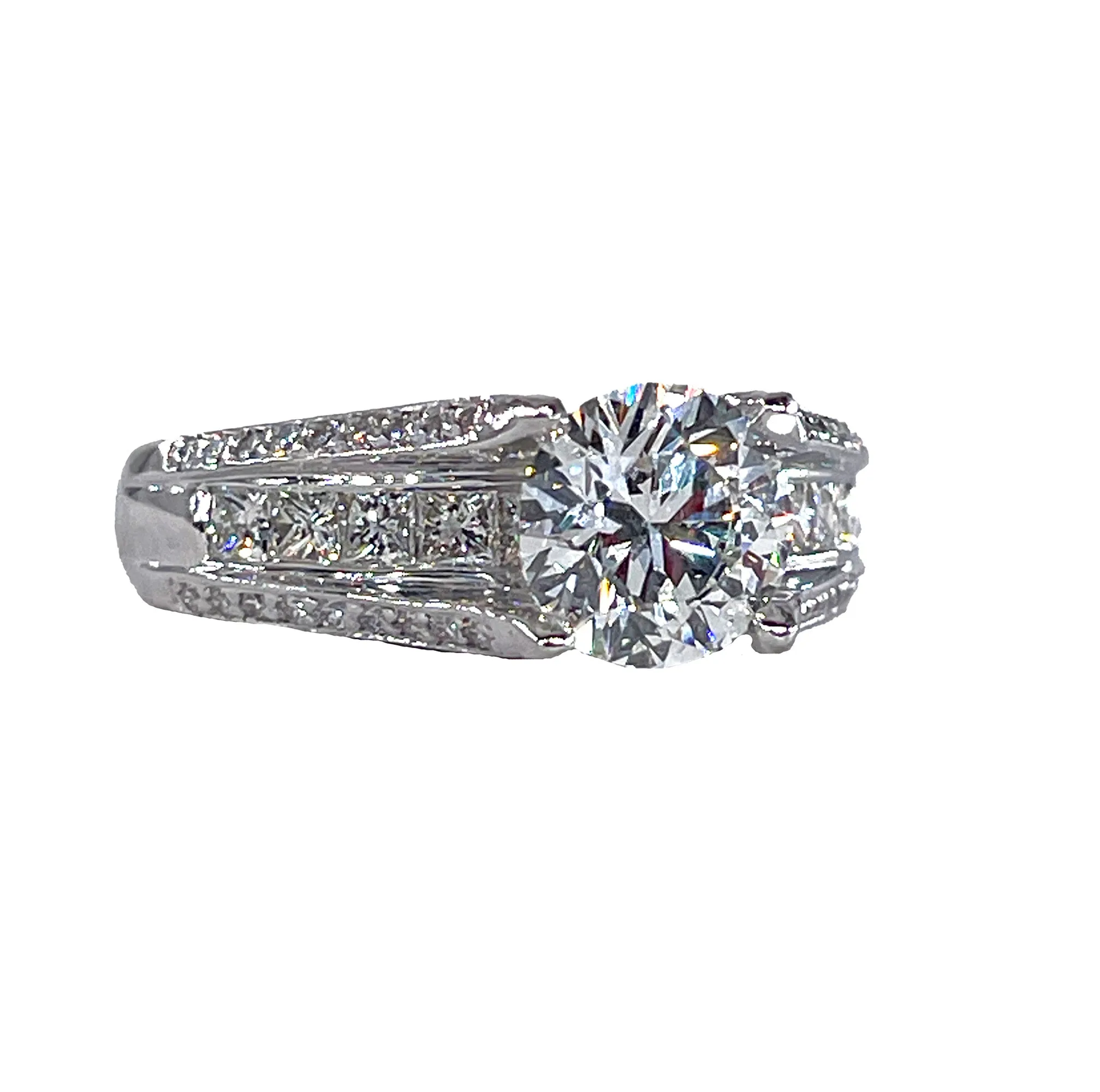 GIA 2.85ct H SI1 Round Cut Diamond Engagement Wedding Platinum Estate Ring