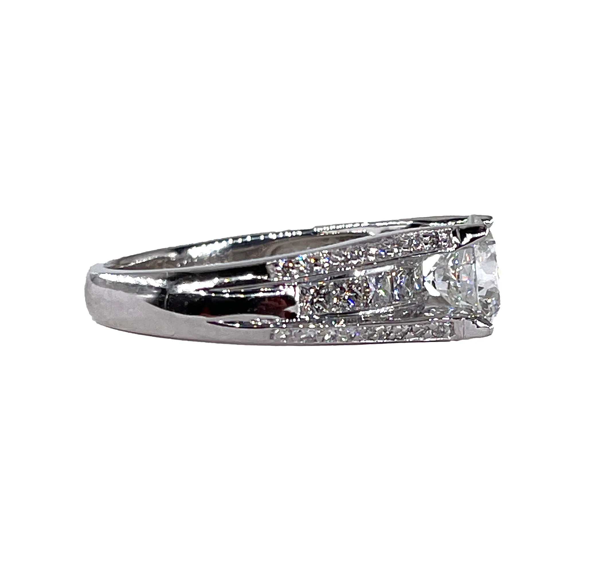 GIA 2.85ct H SI1 Round Cut Diamond Engagement Wedding Platinum Estate Ring