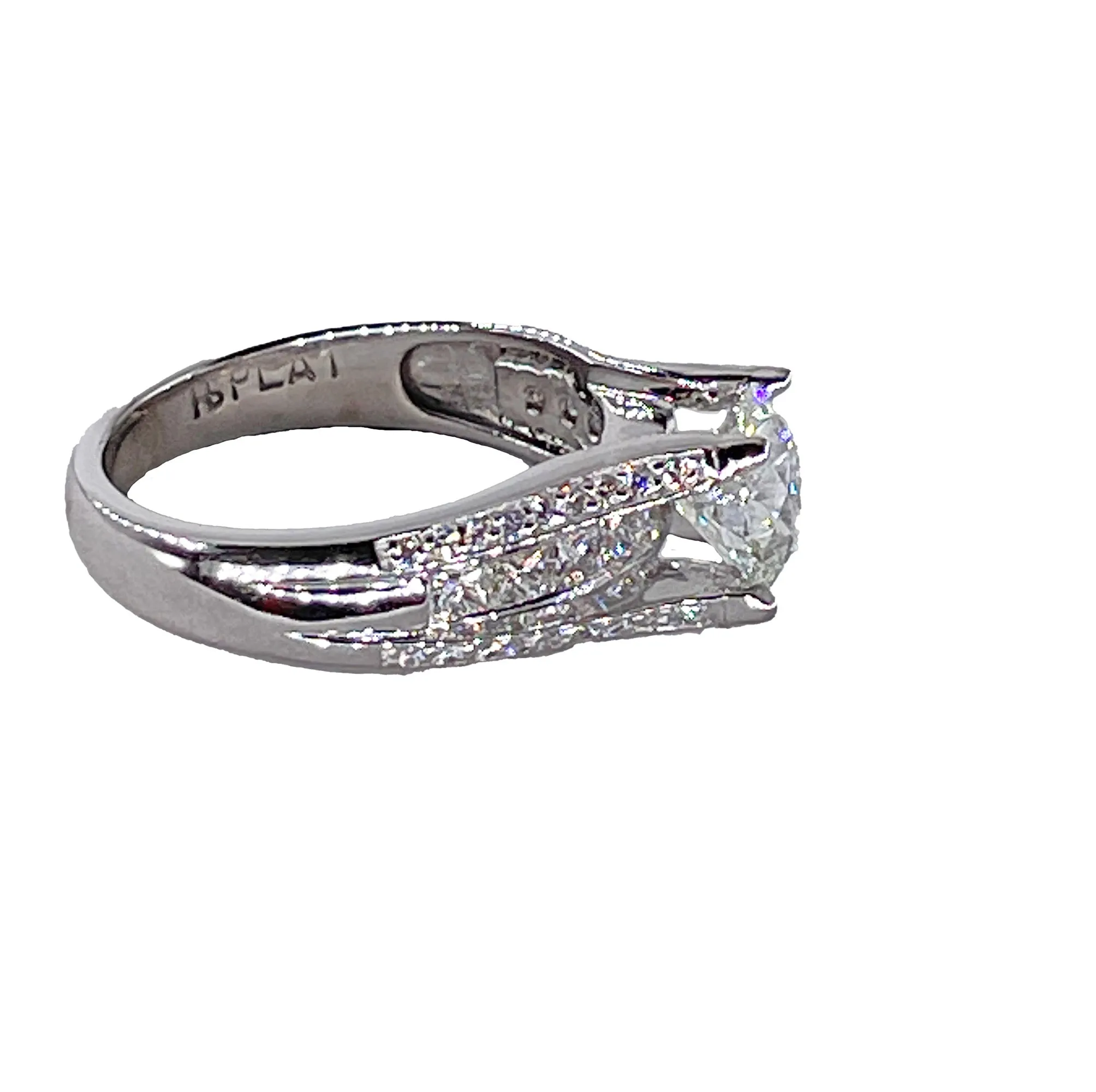 GIA 2.85ct H SI1 Round Cut Diamond Engagement Wedding Platinum Estate Ring