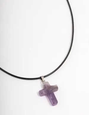 Gold Amethyst Cross Pendant Necklace