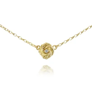 Gold & Diamond Tiny Algerian Loveknot Necklace