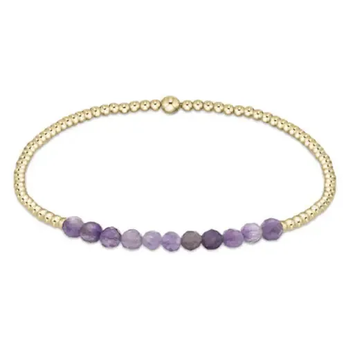 Gold Bliss 2mm Bead Bracelet - Amethyst