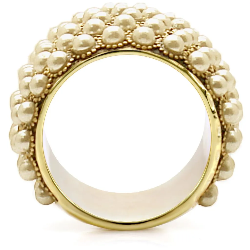 Gold Brass Ring with Synthetic Pearl in Citrine Yellow for Women Style 1W057