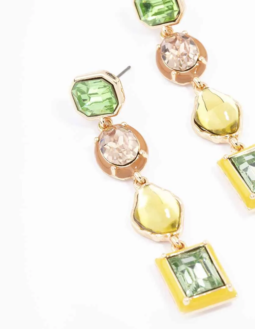 Gold Mixed Shape Drop Earrings