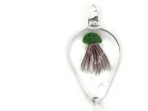 Green Luminescent Jellyfish Glass Teardrop Pendant