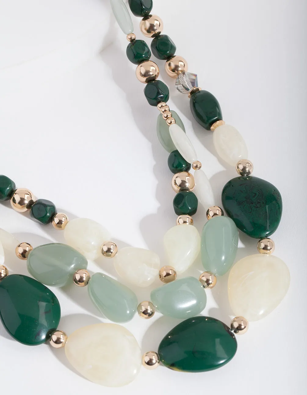 Green Marble Layered Bead Necklace