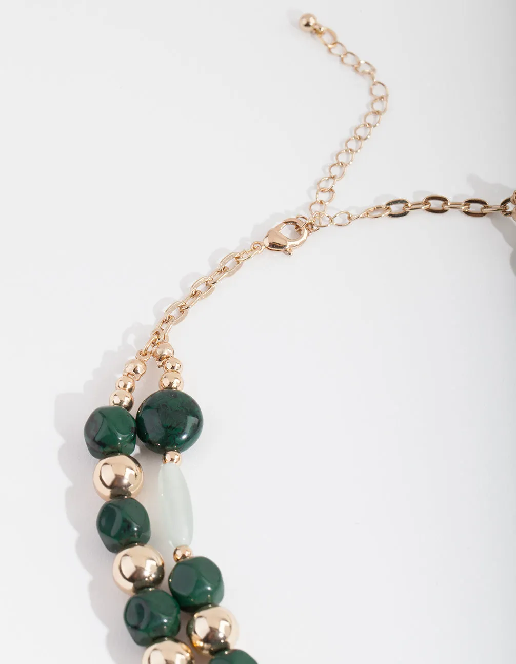 Green Marble Layered Bead Necklace