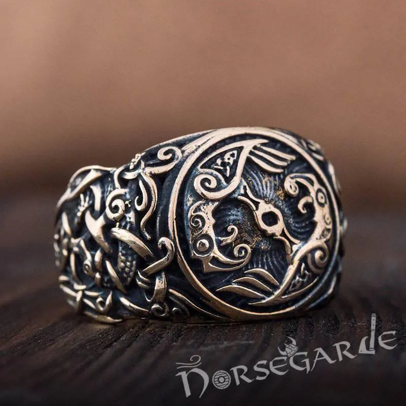 Handcrafted Ravens Mammen Style Ring - Bronze