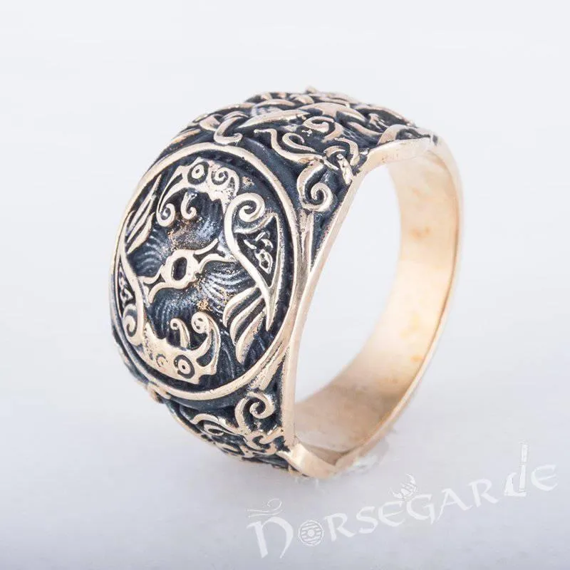 Handcrafted Ravens Mammen Style Ring - Bronze