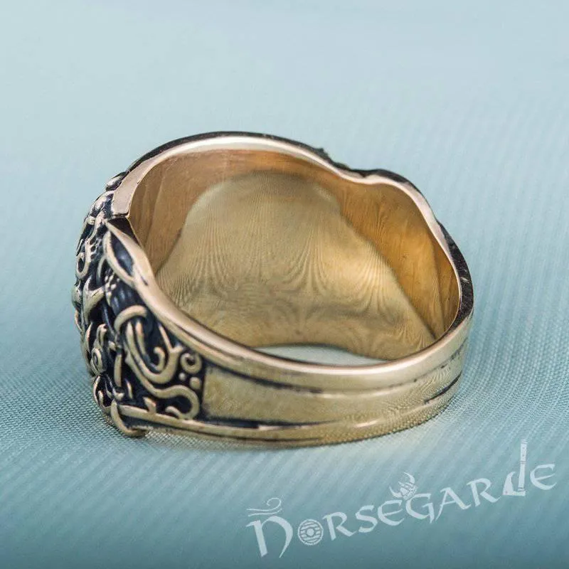 Handcrafted Ravens Mammen Style Ring - Bronze