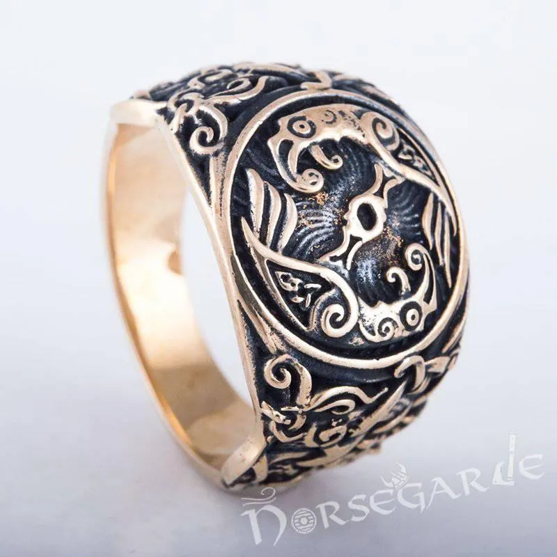 Handcrafted Ravens Mammen Style Ring - Bronze