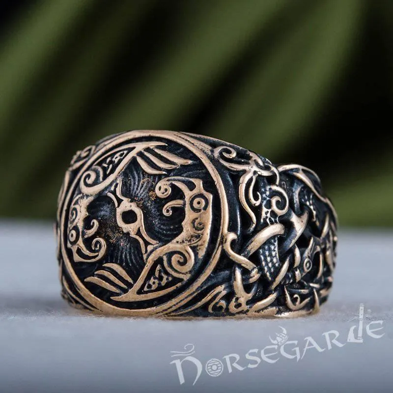 Handcrafted Ravens Mammen Style Ring - Bronze