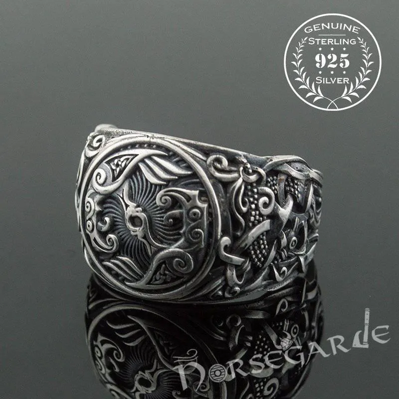 Handcrafted Ravens Mammen Style Ring - Sterling Silver