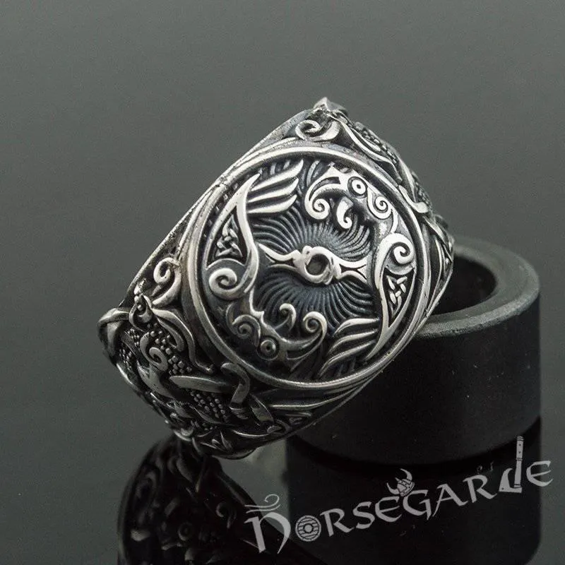 Handcrafted Ravens Mammen Style Ring - Sterling Silver