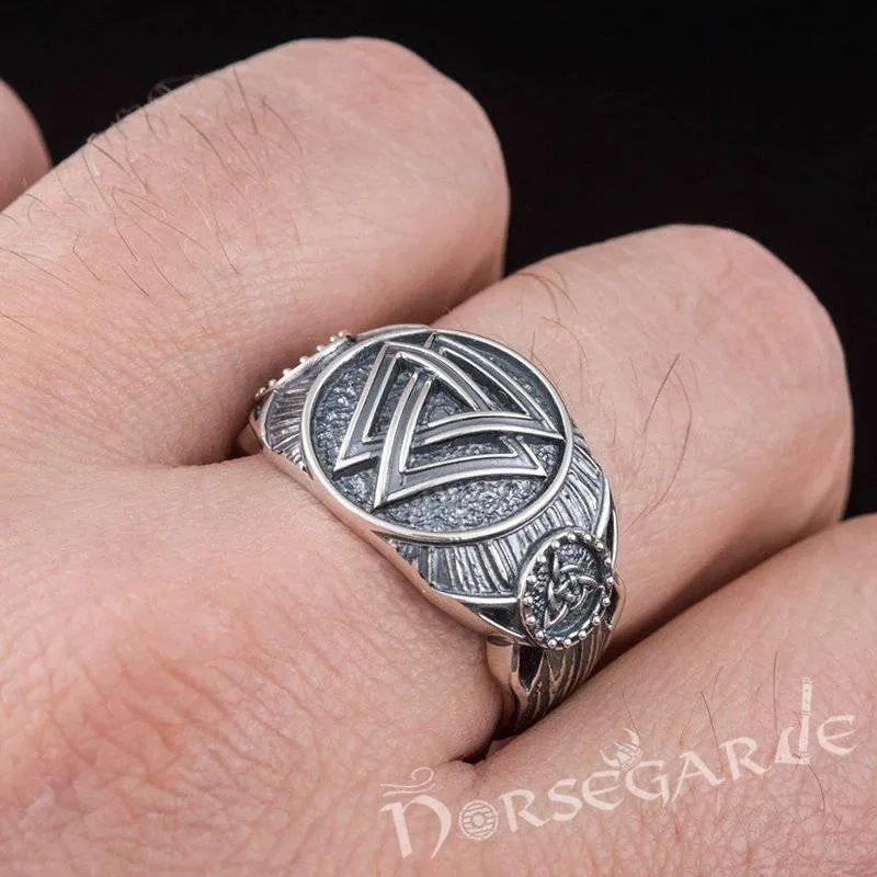 Handcrafted Valknut Druid Signet Ring - Sterling Silver