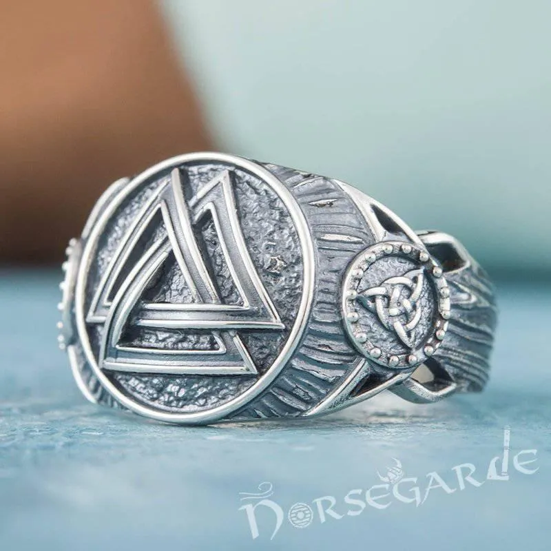 Handcrafted Valknut Druid Signet Ring - Sterling Silver