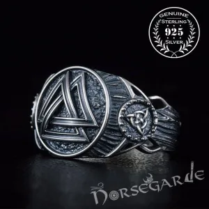 Handcrafted Valknut Druid Signet Ring - Sterling Silver