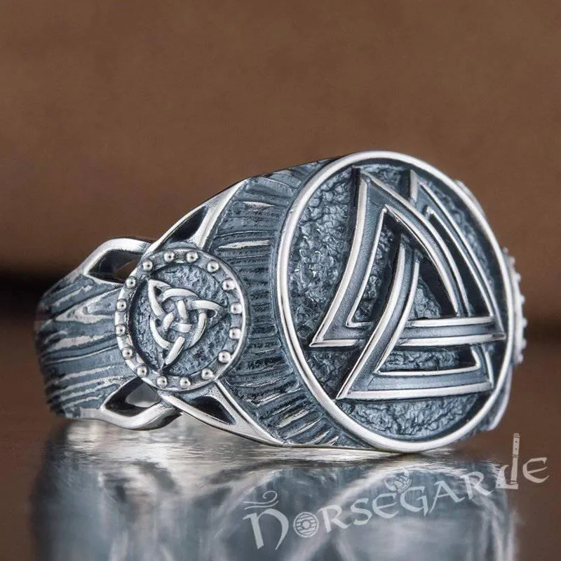 Handcrafted Valknut Druid Signet Ring - Sterling Silver