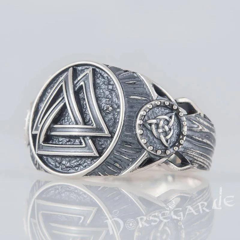 Handcrafted Valknut Druid Signet Ring - Sterling Silver