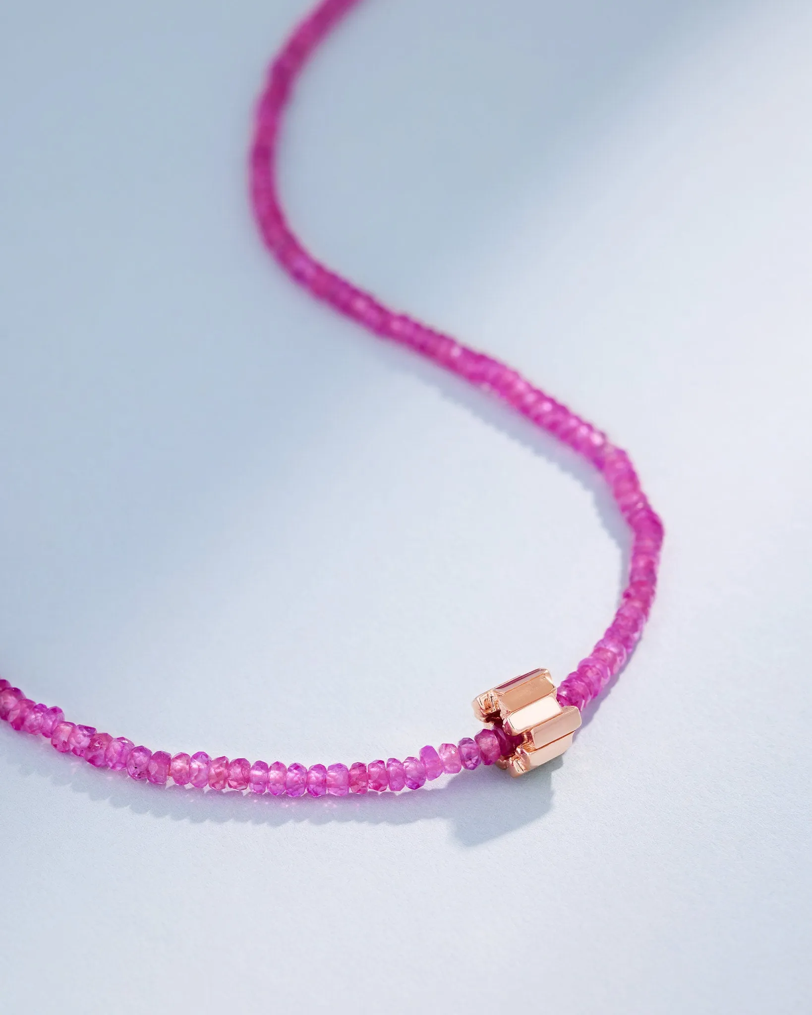 Infinite Beaded Pink Spinel & Mini Golden Rondelle Necklace