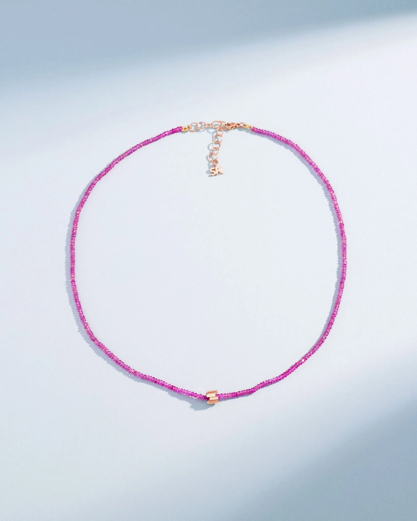 Infinite Beaded Pink Spinel & Mini Golden Rondelle Necklace