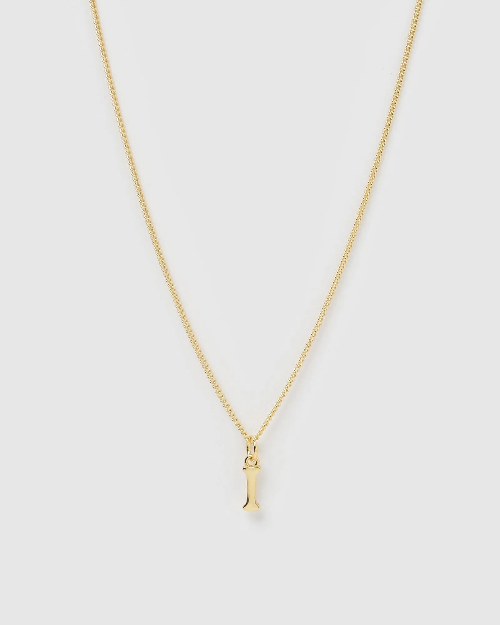 Izoa Alphabet Letter I Necklace Gold