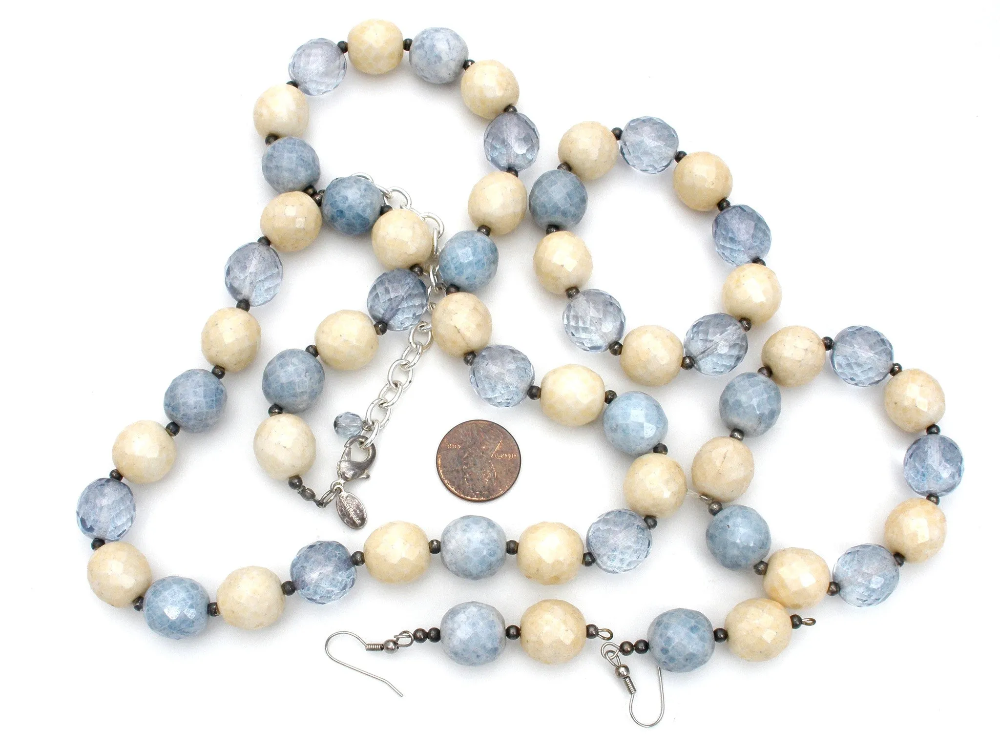 Joan Rivers Blue Agate & Crystal Bead Set