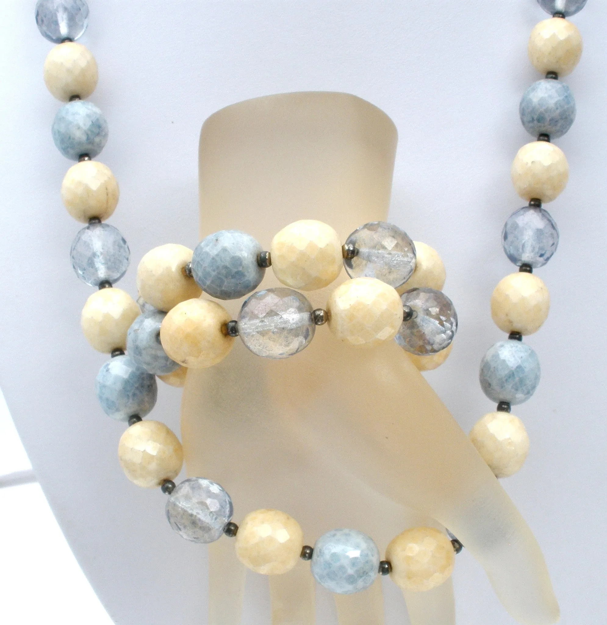 Joan Rivers Blue Agate & Crystal Bead Set