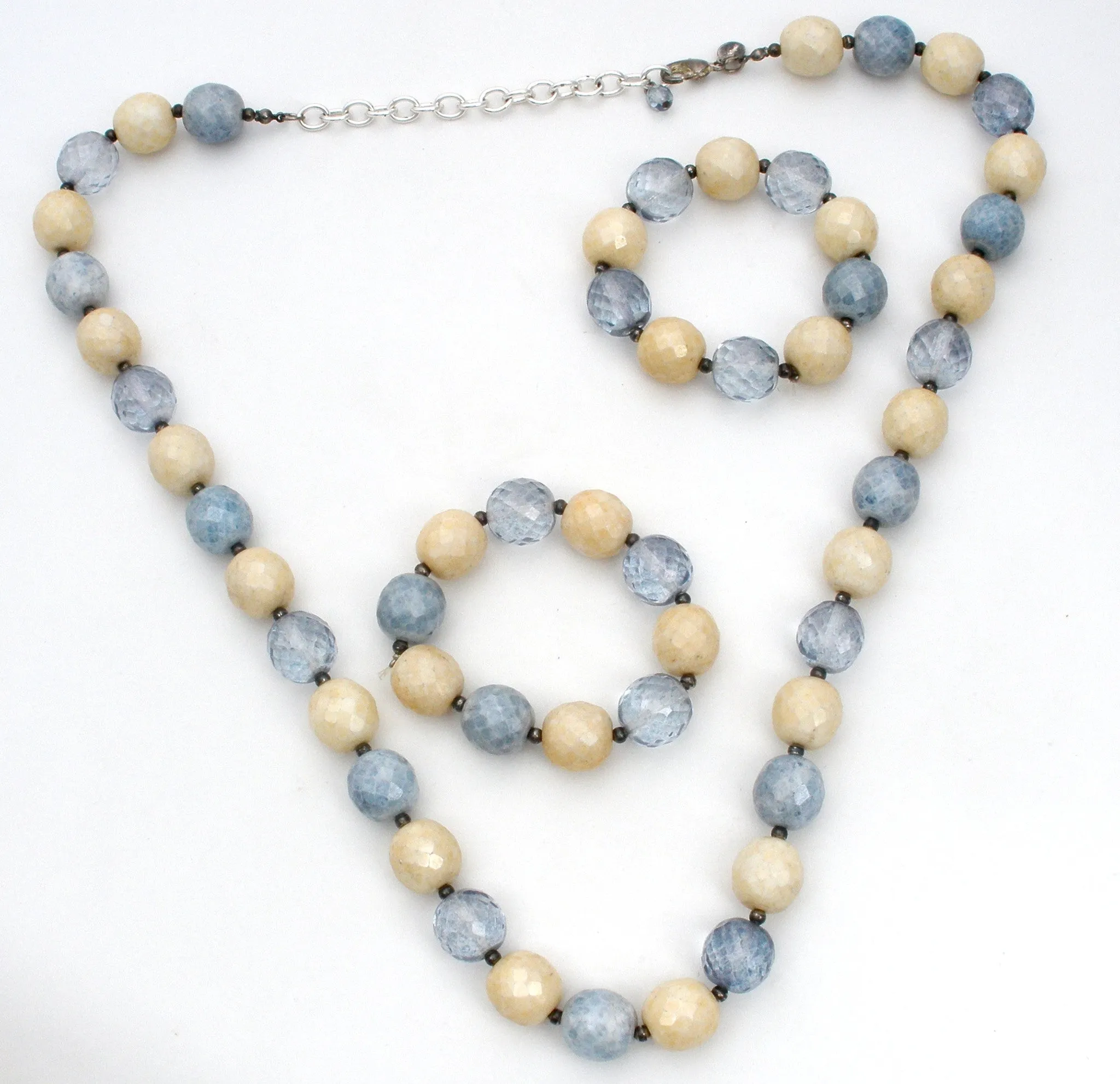 Joan Rivers Blue Agate & Crystal Bead Set