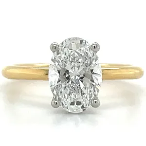 Joy - 18ct Yellow Gold Laboratory Grown 1.94ct Oval Solitaire Diamond Engagement Ring With Hidden Diamond Halo