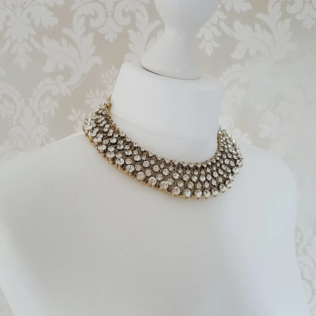 KIARA Gold Rhinestone Statement Necklace