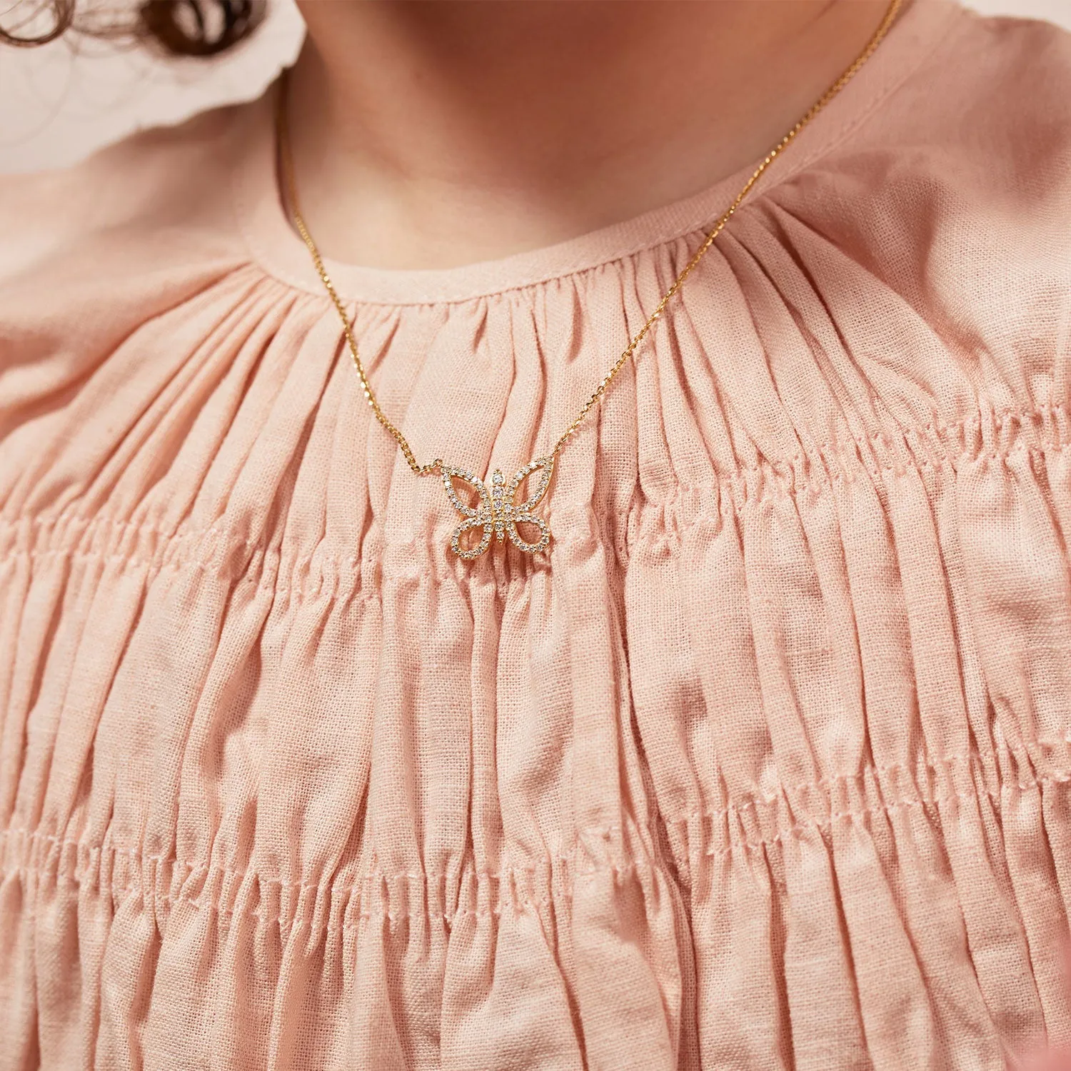 Kids Diamond Pave Butterfly Necklace