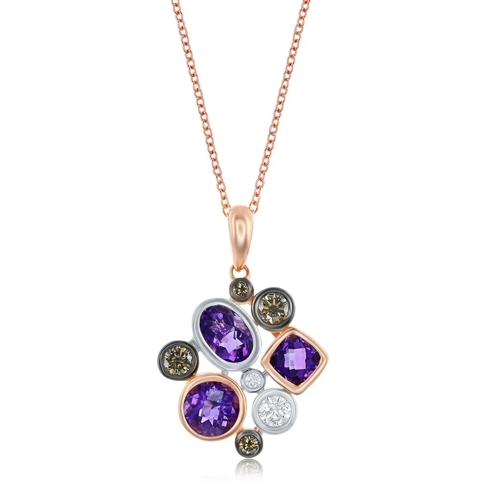 Le Vian Chocolatier Two Tone Gold Amethyst & Chocolate Diamond Pendant