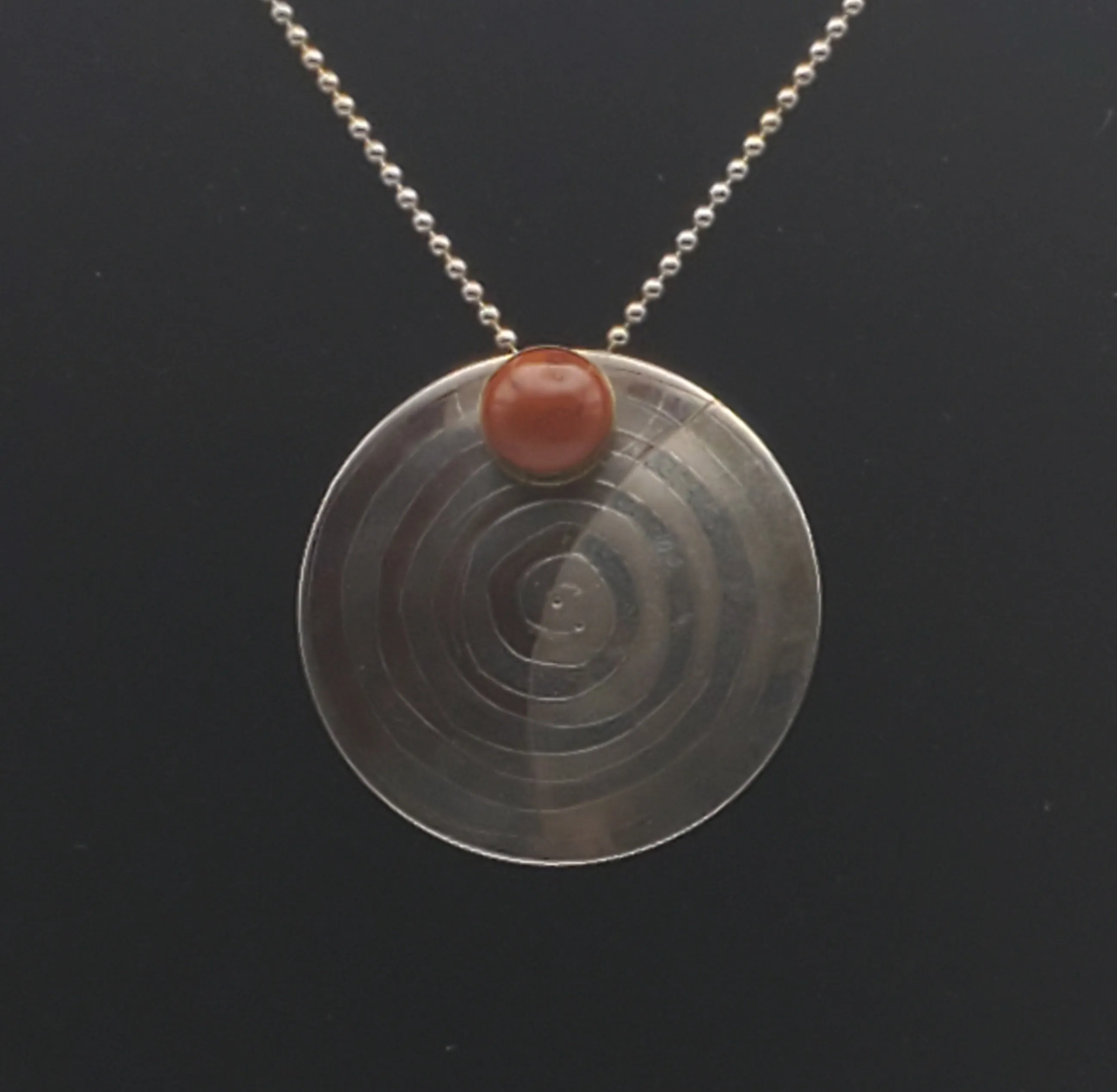 Lewis   Hubener - Handmade Sterling Silver 18k Vermeil Red Jasper Pendant Kinetic Jewelry Necklace - 20"