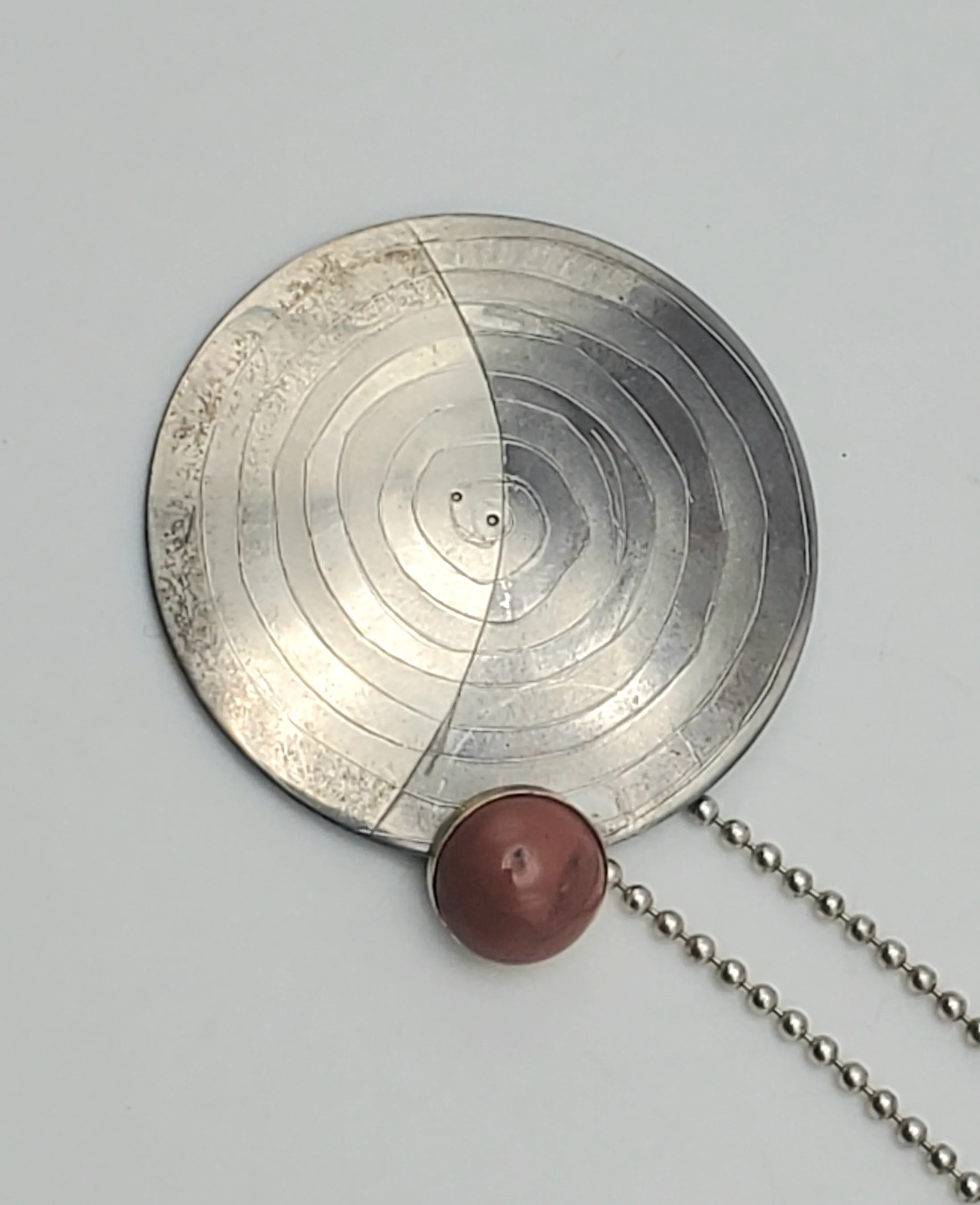 Lewis   Hubener - Handmade Sterling Silver 18k Vermeil Red Jasper Pendant Kinetic Jewelry Necklace - 20"