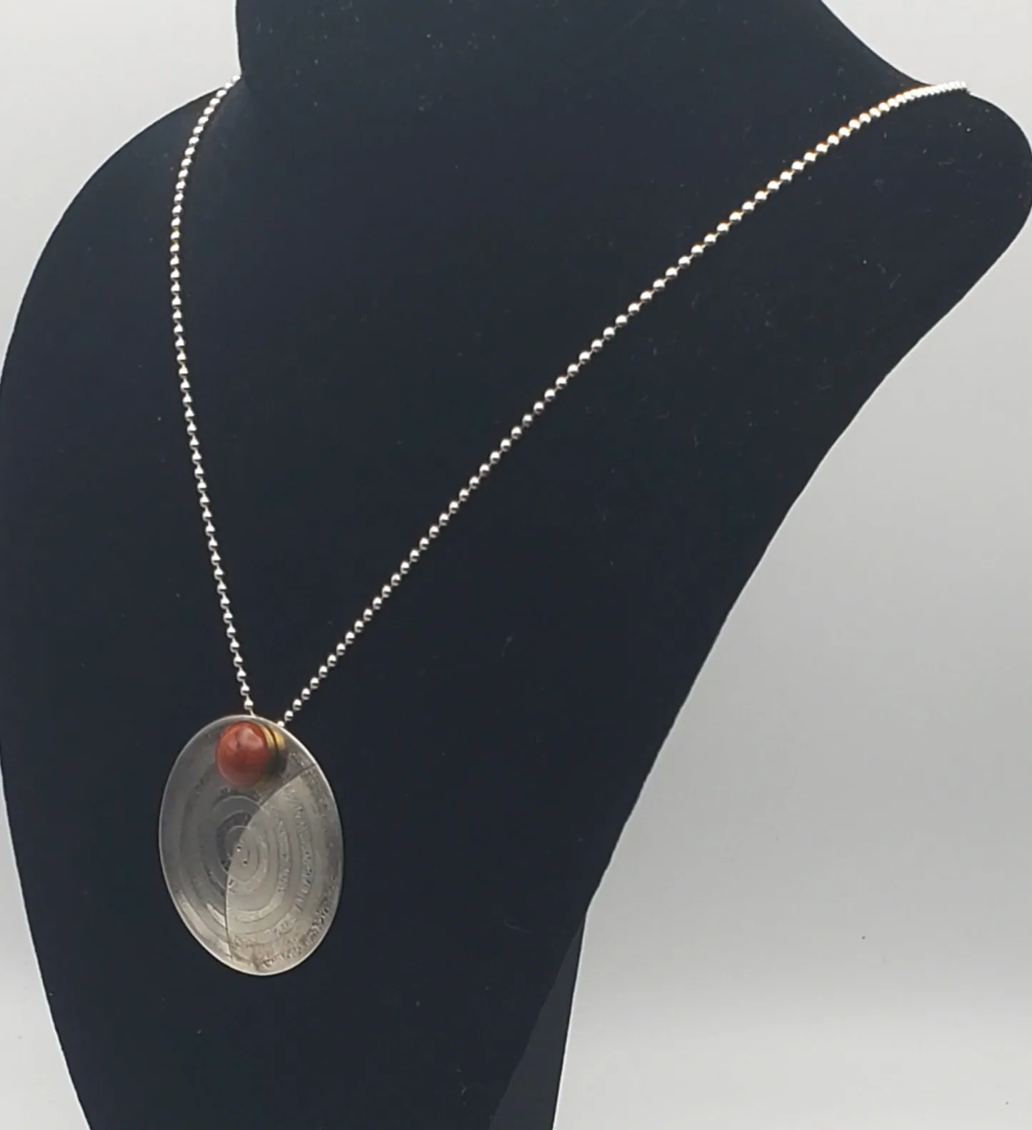 Lewis   Hubener - Handmade Sterling Silver 18k Vermeil Red Jasper Pendant Kinetic Jewelry Necklace - 20"