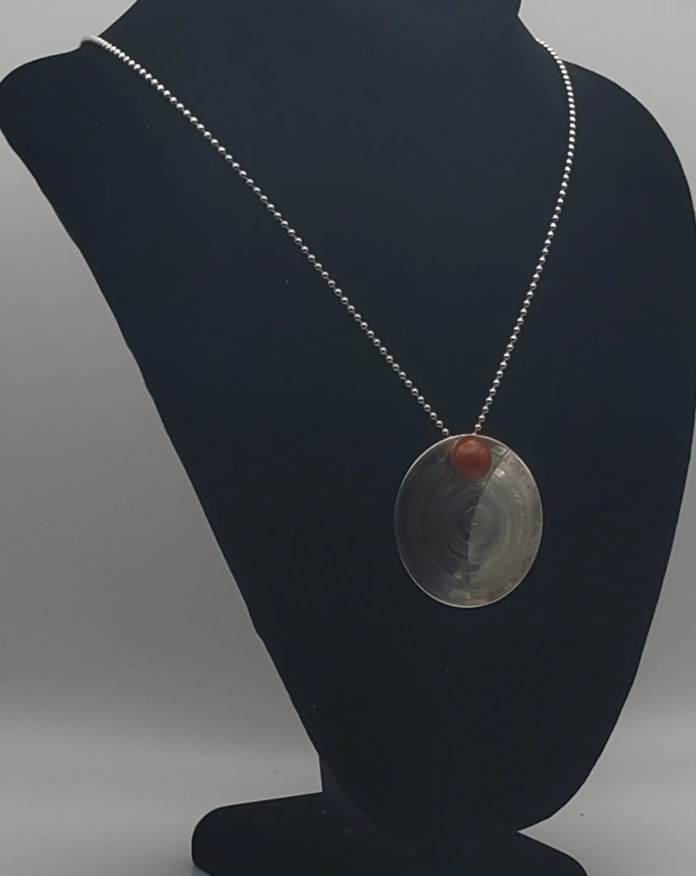 Lewis   Hubener - Handmade Sterling Silver 18k Vermeil Red Jasper Pendant Kinetic Jewelry Necklace - 20"