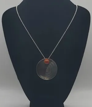 Lewis   Hubener - Handmade Sterling Silver 18k Vermeil Red Jasper Pendant Kinetic Jewelry Necklace - 20"