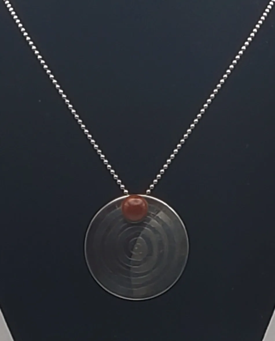 Lewis   Hubener - Handmade Sterling Silver 18k Vermeil Red Jasper Pendant Kinetic Jewelry Necklace - 20"