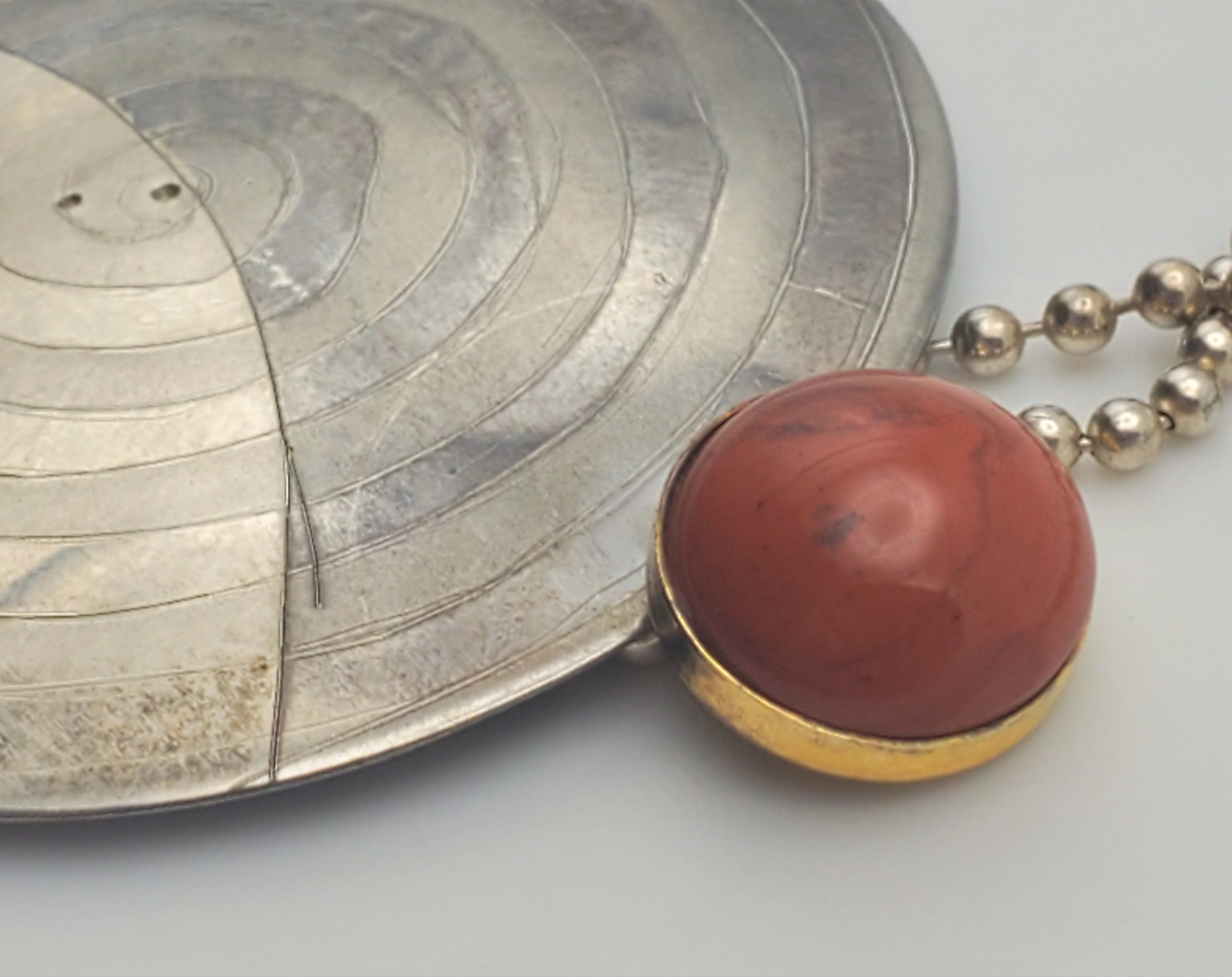 Lewis   Hubener - Handmade Sterling Silver 18k Vermeil Red Jasper Pendant Kinetic Jewelry Necklace - 20"