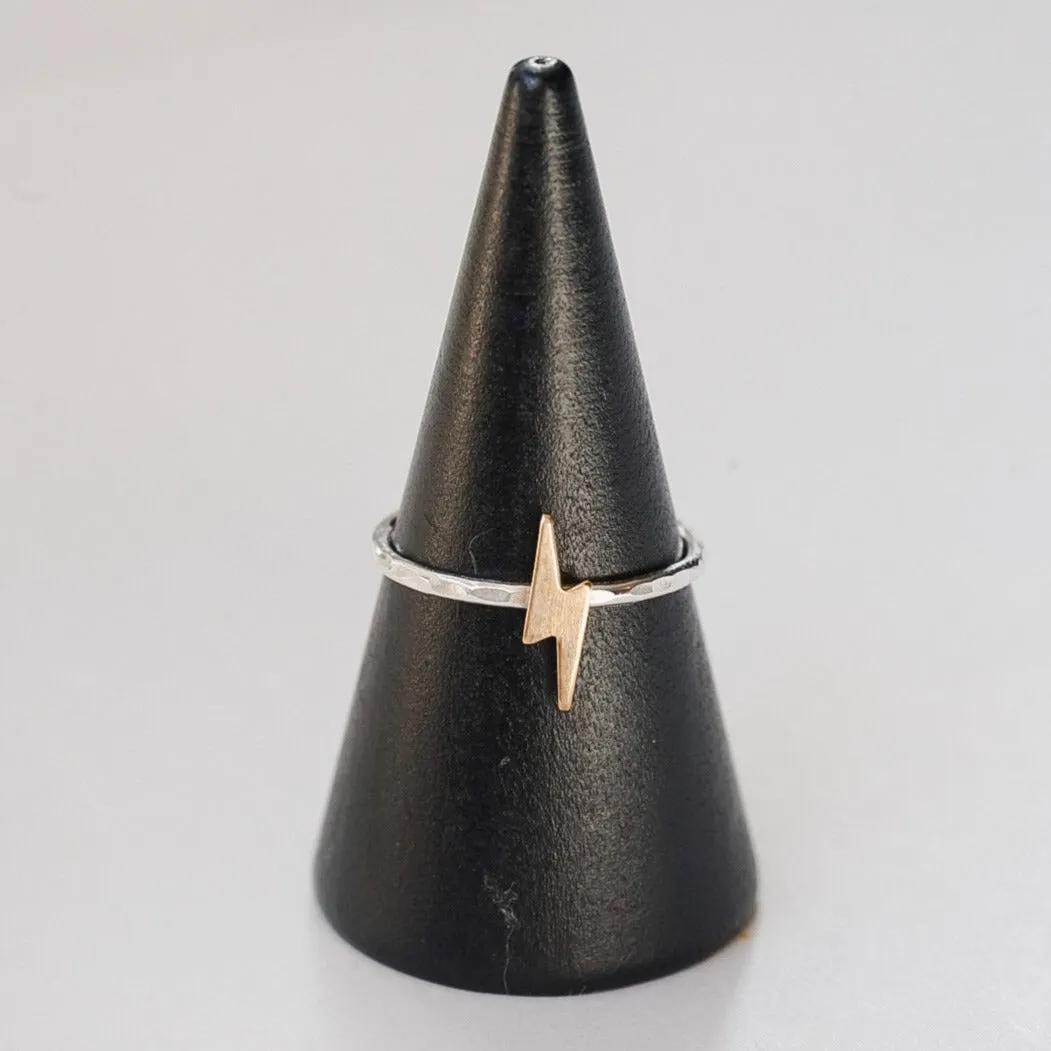 Lightning Bolt Stacking Ring in Mixed Metal