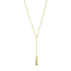 link chain Y necklace with drop bar charm