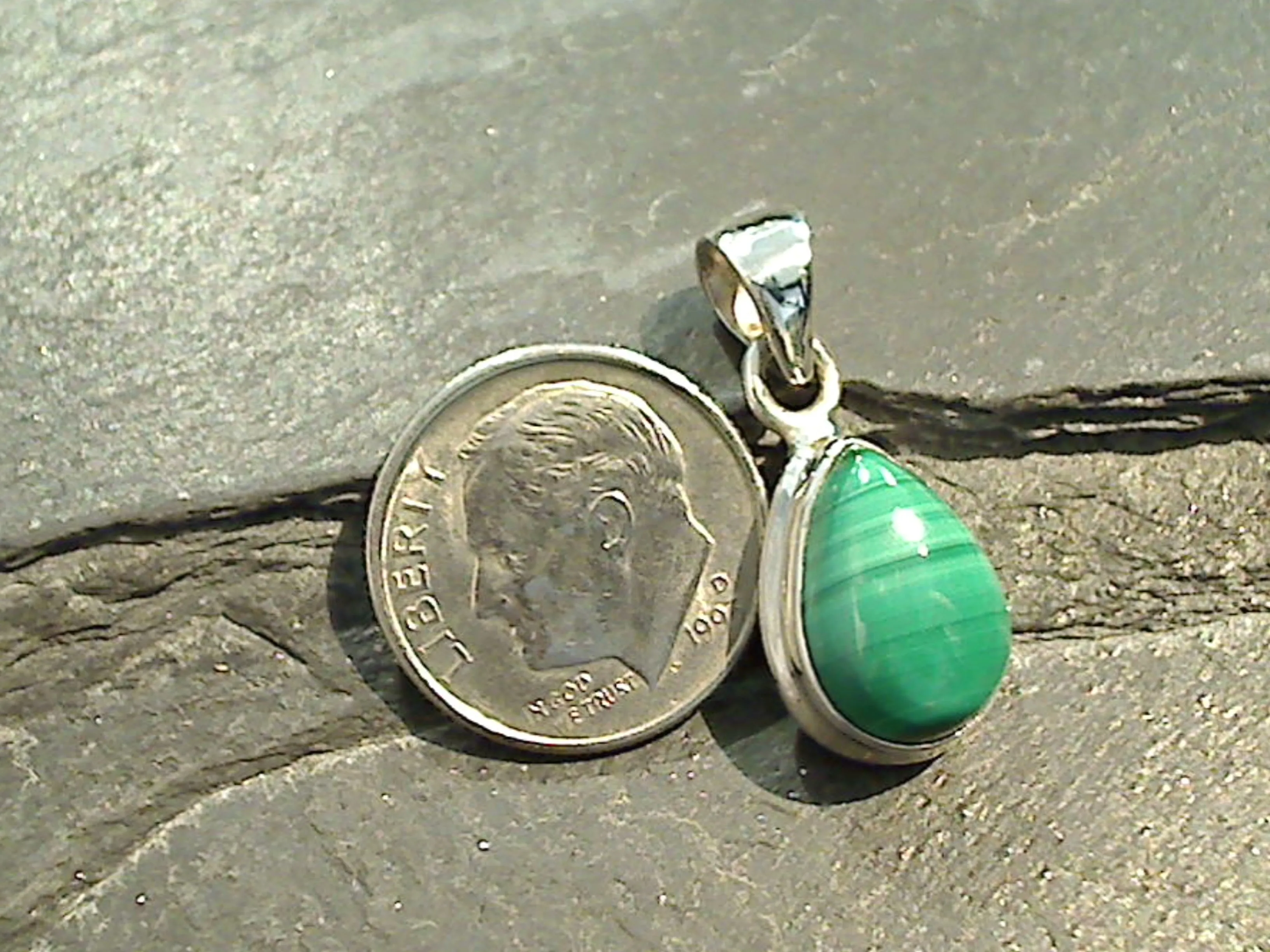 Malachite, Sterling Silver Small Pendant