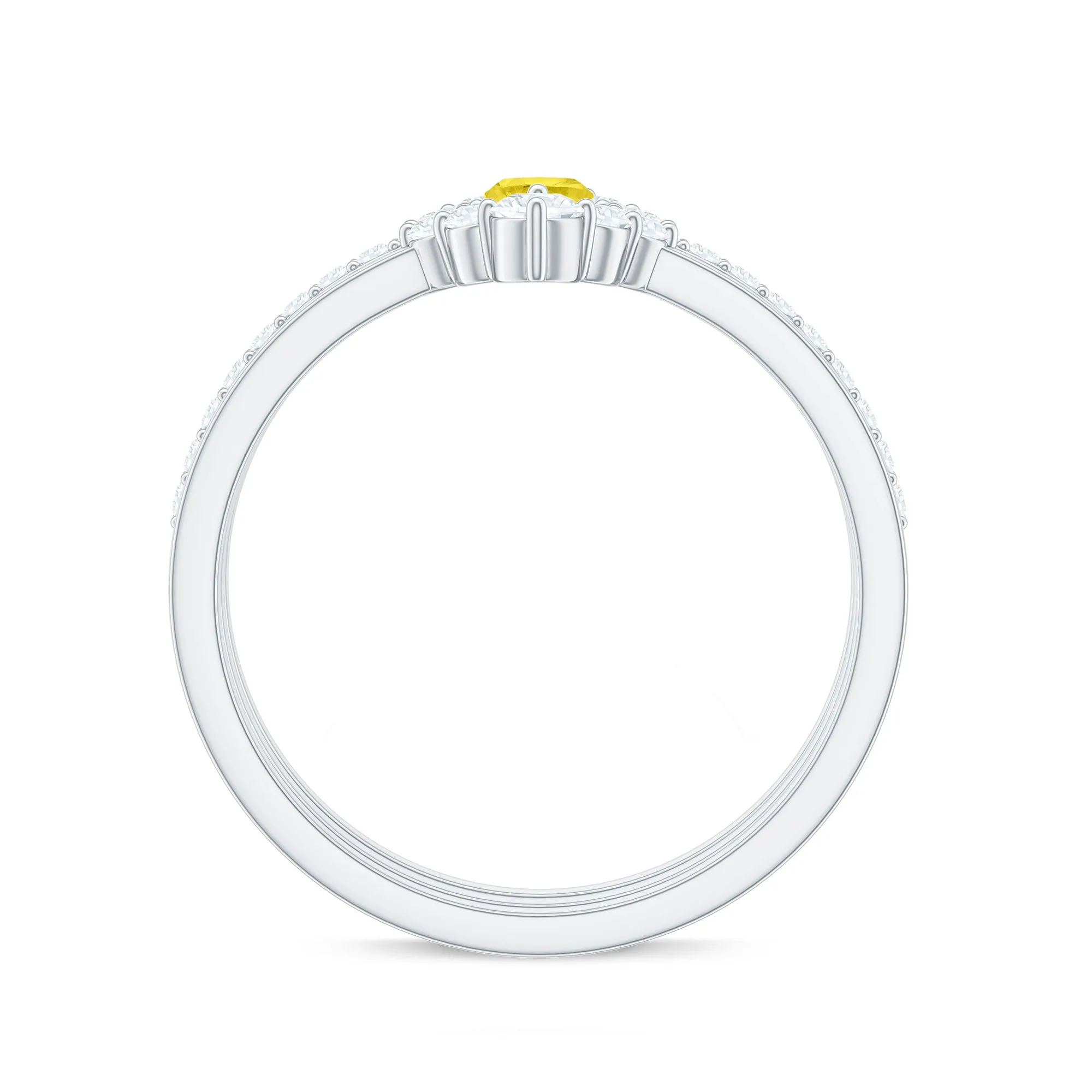 Marquise Created Yellow Sapphire Solitaire Trio Ring Set with Moissanite