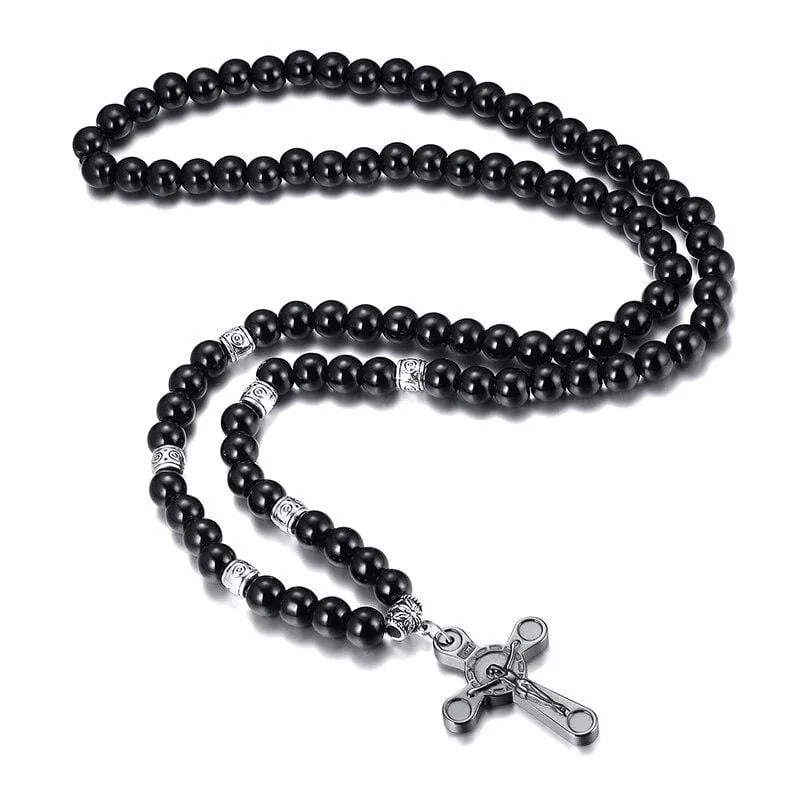 Men's Christian Necklace <br> Beaded Crucifix